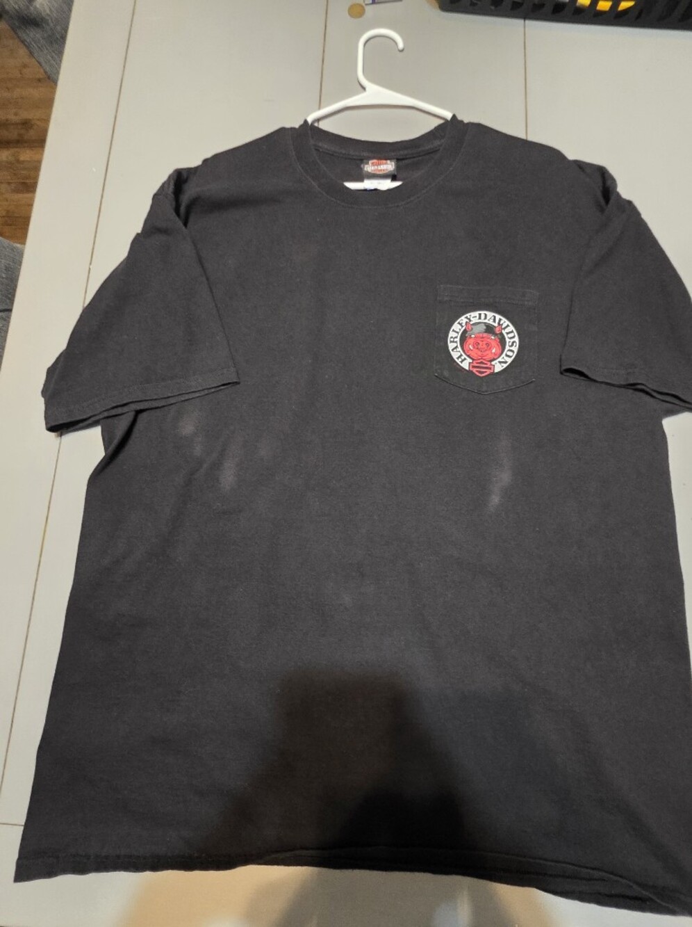 Harley-Davidson Black Crewneck with Red Pocket Logo